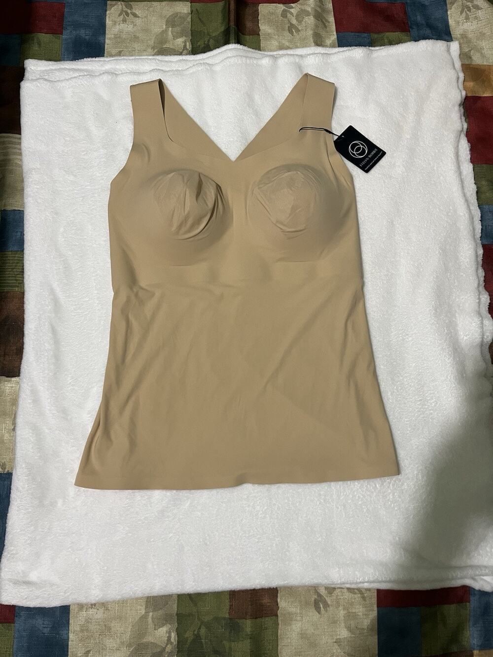 Evelyn And Bobbie Smoothing Defy Bra Tank Cami- Stretch Size XLARGE-SAND New
